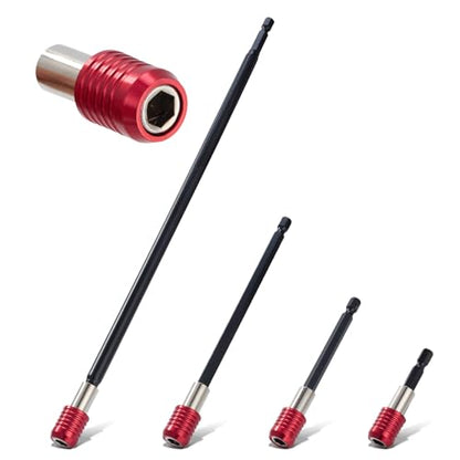 Magnetic Drill Bit Extension Set 4 Pcs (2/4/6/12’’), 1/4’’ Hex CR-V Steel Quick Release Bit Holder for Impact Driver, Screwdriver Bit Nut Drill Socket