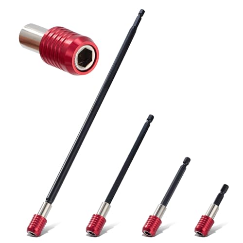 Magnetic Drill Bit Extension Set 4 Pcs (2/4/6/12’’), 1/4’’ Hex CR-V Steel Quick Release Bit Holder for Impact Driver, Screwdriver Bit Nut Drill Socket