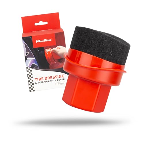 Maxshine Universal Tire Shine Applicator with Protective Cover – Black Foam Pad with Comfortable Grip – Mess-Free Handling, Even Tire Dressing & Coating – Auto Detailing Applicator Tool