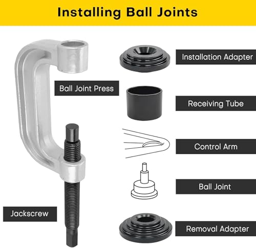 Ball Joint Press & U Joint Removal Tools | Heavy Duty Ball Joint Service Tool with 4-Wheel Drive Adapters for Most 2WD and 4WD Car Pickup and Light Truck (Red) - color: Red