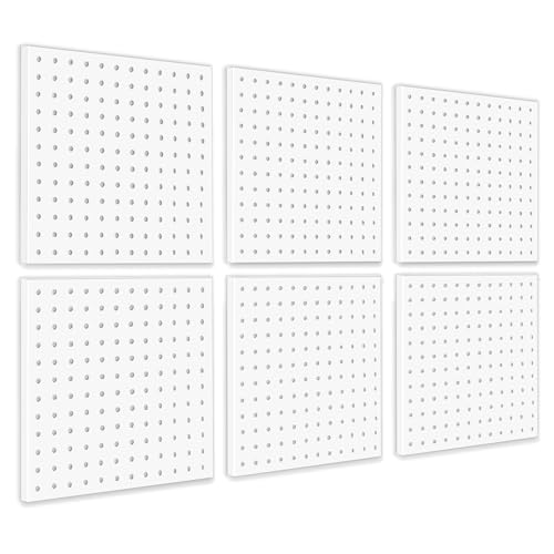 6Pcs Pegboard, Peg Board, Metal Pegboard Wall Organizer Panels Accessories, Mount Display Pegboard Kits for Walls Garage Craft Room Office Workshop, Easy Installation (White) - style: Metal pegboard-6pack