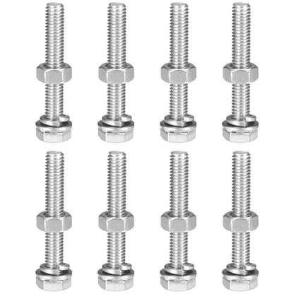 uxcell M6 x 40mm Hex Head Screws Bolts, Nuts, Flat & Lock Washers Kits, 304 Stainless Steel Fully Thread Hexagon Bolts 8 Sets - size: M6 x 40mm