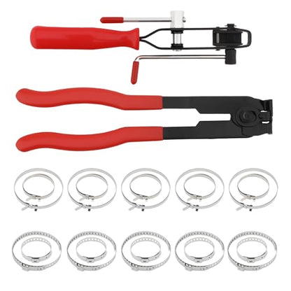 CV Joint Boot Clamp Pliers Kit Clamp Pliers & Ear Clamp Banding Tool with 20PCS CV Boot Clamps Ear Type/No hole, Adjustable Axle Joint Crimp Tool for UTV ATV Most Cars