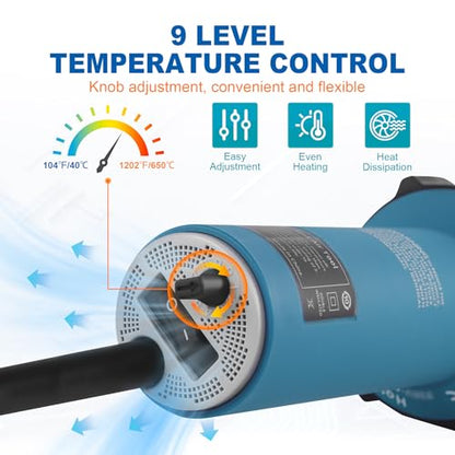 1600W Plastic Welder Kit Hot Air Gun, Handheld Hot Air Torch for Bumper, Tarpaulin, Kayak, Vinyl Floor Repair – Includes Carry Case, PE/PVC Welding Rods, Nozzles - size: 1600W w/ Case