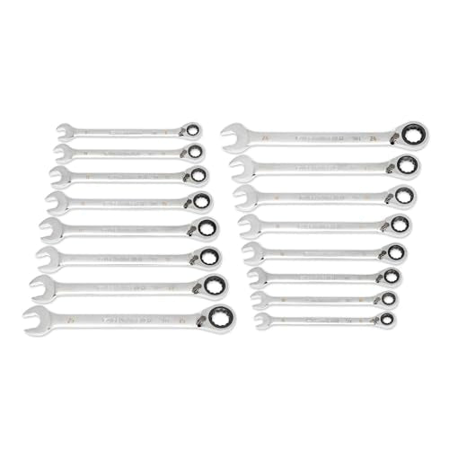 GEARWRENCH 16 Piece 90-Tooth 12 Point Metric Reversible Ratcheting Wrench Set | 86629 - style: 16 Pc Metric