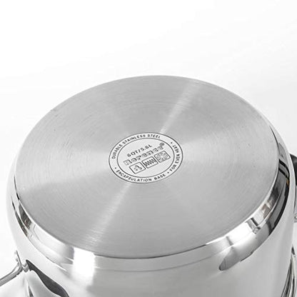 Rorence Stainless Steel Stock Pot with Lid: 6 Quart Stockpot Pasta Pot with Two Side Spouts, capsule Bottom, Strainer Glass Lid - size: 6 quart