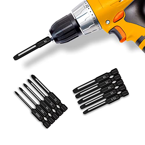 TriWing Bit Set (10 Pack - 2.3" Long Magnetic Heads) in The Following Tri Wing Bits Screwdriver Sizes: Y000, Y00, Y0, Y1, Y2, Y2.5, Y3, Y4, Y5, and Y6 - style: Triwing