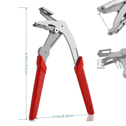 17-4 Stainless Steel Car Clip Pliers,Professional Panel Clip Removal Pliers with Spring-Loaded Lever & Inclined Jaw,Heavy-Duty Plastic Fastener Remover Tool(1 piece Plier+10 pieces Nitrile Gloves)