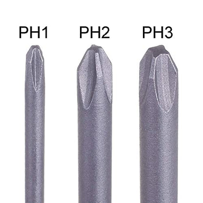Rocaris 12 Pack 1/4 Inch Hex Shank Long Magnetic Screwdriver Bits Set 4 in Power Tools (Slotted+Cross Head) - size: 12Pcs(Slotted+Cross)