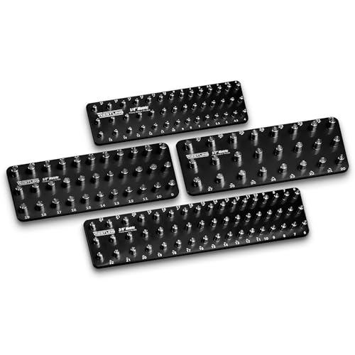 Westling USA Premium Aluminum Professional 4 Piece Metric Socket Tray/Organizer Set, Holds 150 Metric Sockets (Black) - color: Black