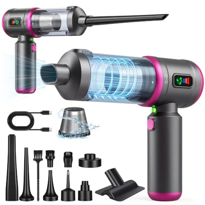 Car Vacuum Portable Cordless, 30000PA 3-in-1 Car Vacuum Cleaner High Power | LED Light, Brushless Air Duster Combo, 0.99lbs Lightweight Compact Mini Cordless Vacuum Cleaner for Car, Home, Pet