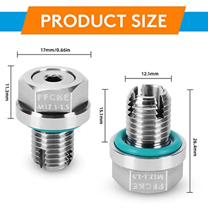 M12.1-1.5x 15mm Oil Drain Plug Oversize Piggyback, Stainless Steel Self Tapping Oil Pan Thread Repair Kit with O-Ring,and Hexagonal Wrench. - color: Repair Plug, size: M12.1-1.5x15