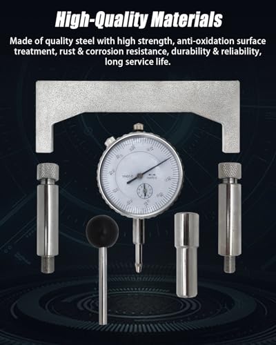 Fuel Injection Pump Timing Gauge Kit, 7 Pcs Static Adjustment Adapter Tool Set, 0-10mm Fuel Injection Pump Dial Indicator for Engines