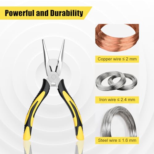 Long Needle Nose Pliers-6’’Soft Grip with Wire Cutter for Home,1pcs | Strong Cutting Force,Paper Clamp Precision, High Carbon Steel,Long Nose Cutting Pliers for Home, Fishing, Jewelry, Crafts - style: One-6in