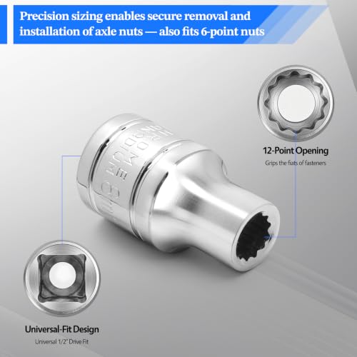 2 Pcs 1/2" Drive 8mm Shallow Impact Socket | Anti-Rounding 12 Point Design, Square Chamfered Opening, Easy Removal of Axle Nut - color: Shallow, size: 8mm