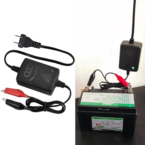 12V 1300mA Sealed Lead Acid (SLA) Battery Charger, Automatic Trickle Charger Maintainer with Short Circuit Protection, Universal Charger Adapter for Car, Motorcycle, RV, ATV, Boat Batteries