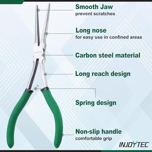 7 Inch Long Reach Needle Nose Pliers Extra Long Needle Nose Plierss With Serrated Jaw Precision Needle Nose Pliers for Narrow Spaces Jewelry Making Bending Wire and Small Object Gripping | Serrated Jaw Precision Needle Nose Pliers for Narrow Spaces Jewelr