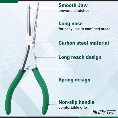 7 Inch Long Reach Needle Nose Pliers Extra Long Needle Nose Plierss With Serrated Jaw Precision Needle Nose Pliers for Narrow Spaces Jewelry Making Bending Wire and Small Object Gripping | Serrated Jaw Precision Needle Nose Pliers for Narrow Spaces Jewelr