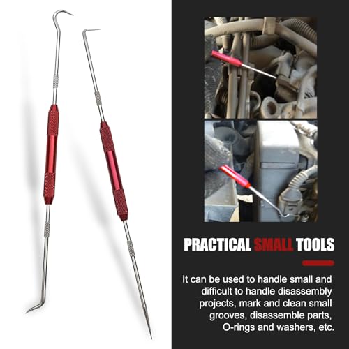 2 PCS Hook and Pry Tab Set Puller, Oil Seal O-Ring Puller, Hook and Pry Tab Removal Set, Universal for Most Cars (Red)