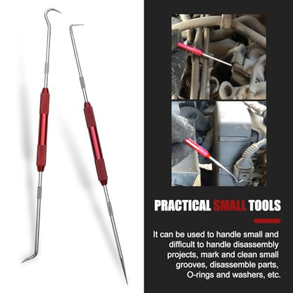 2 PCS Hook and Pry Tab Set Puller, Oil Seal O-Ring Puller, Hook and Pry Tab Removal Set, Universal for Most Cars (Red)