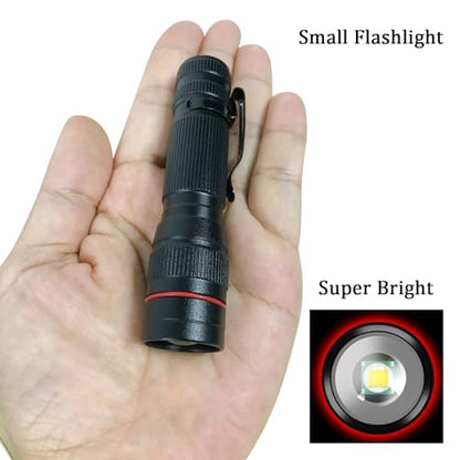 Wrrozz 2 Pack Small Mini LED Rechargeable Flashlight, Zoomable with Clip | High Lumens flahlights, Single Mode Super Bright EDC Flash Light, Portable Pocket Pen, for Gift, Camping, Emergency, Hiking - size: B-2 pack