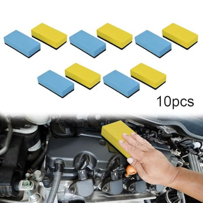10-Pack Car Waxing Sponge Pads for Nano Ceramic Coating, Ultra-Thin Polishing Foam Applicators for Auto Detailing, 3.15x1.57 Inch