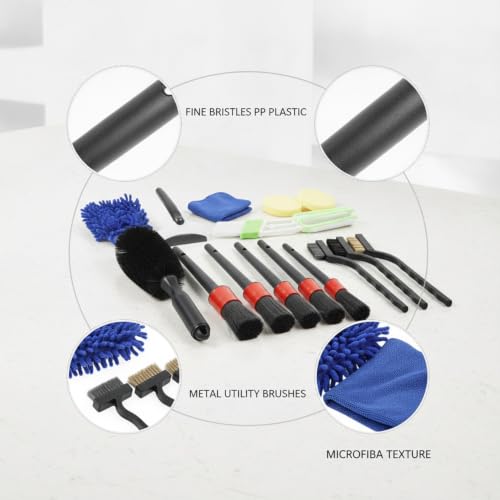 Interior Vents & Wheel Spoke Cleaning Kit, Car Detailing Brush Set with PP Plastic Tools for Dashboard and Exterior Crevices - size: 12.99 x 4.33 x 2.17 in
