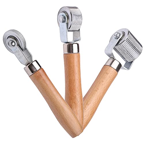 HXBER Tire Patch Stitching Tool,Tyre Patch Roller with Wooden Handle 6mm/20mm/40mm Tire Stitcher Tube Repair Tool for Fixing Flats