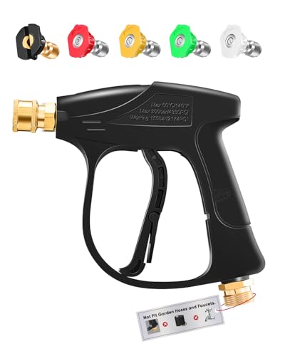 Saker High Pressure Washer Gun with 5 Color Quick Connect Power Washer Sprayer Nozzles,Only Compatible with High-Pressure Water Pipes of M22-14mm Diameter - size: Pressure Washer Gun with 5 Washer Nozzles