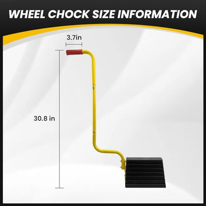 ROBLOCK 2 Pack Heavy Duty Rubber Wheel Chocks with Handle for Trucks, Sturdy Solid Anti Slip Wheel Stopper for All Weather Use -Trucks, RV, Travel Trailer, Pop Up Camper Accessory(2 Pcs)