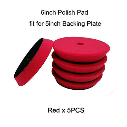 Jinchao-polishing Pads, Sponge Different Hardness Polishing Car Sponge Pad, 4/6/7 Inch Polish Pads, for Dual Action Polisher,Polishing (Color : 6Inch Red x 5pcs) - color: 6inch Red X 5pcs