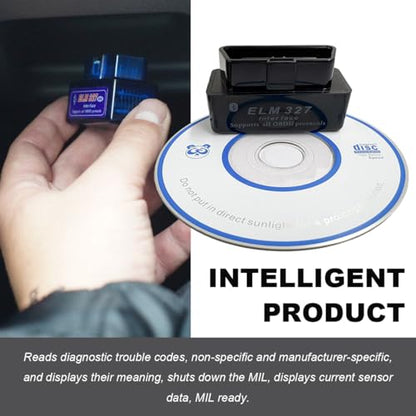 KVAEY OBDII Car Auto Diagnostic Scanner, ELM327 Automotive Bluetooth Scan Tool and Code Reader, Professional Car Bluetooth Engine Fault Code Reader, Universal Car Accessories (Black) - color: Black, size: 1 PCS