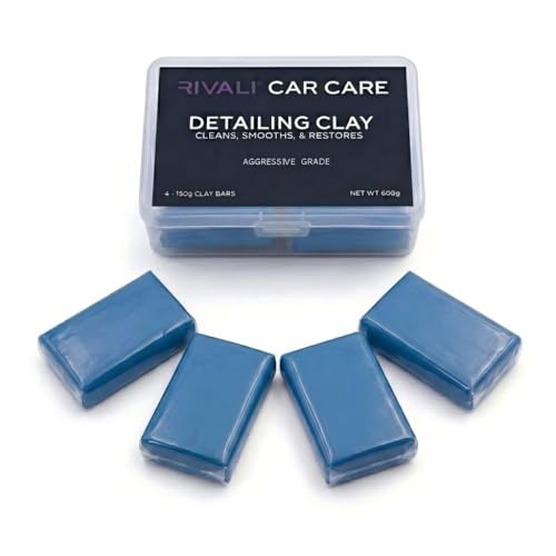 Rivali CAR Care-Aggressive Grade Detailing Clay Bar Kit, Blue, 4 x 150g Bars, 600g Total, Automotive Clay Bar for Heavy Contamination, Overspray, Rail Dust, Industrial Fallout, Paint, Glass & Wheels.