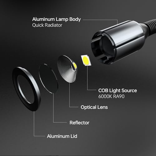 LED Magnetic Work Light, 1420lumens 20in Flexible Gooseneck Work Lamp with Strong Magnetic Base for Lathe Machines, Workbenches.