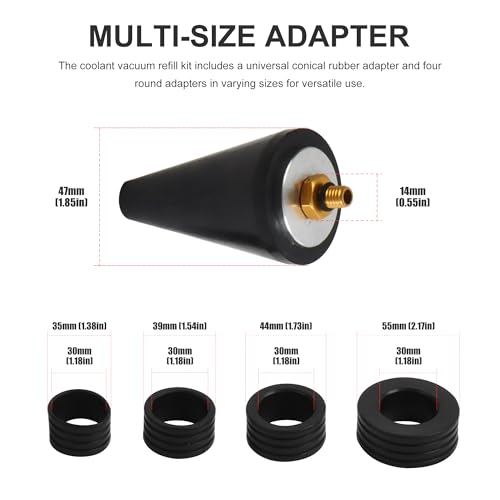 8PCS Coolant Vacuum Refill Kit, Quick Airlift Coolant Refill Tool with Pressure Gauge, 5 Sizes Adapters, Long Coolant Filling Hose for All Vehicles