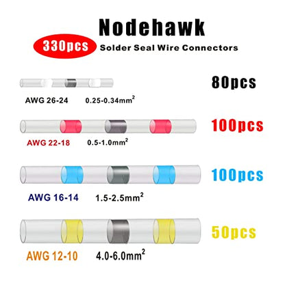 330PCS Heat Shrink Solder Butt Connectors Kit, Waterproof Insulated Electrical Wire Terminals, Waterproof Marine Automotive Wire Connectors for Professional & DIY Use (White Red Blue Yellow) - size: 330 PCS