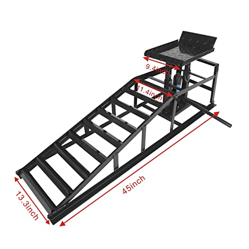 2-Pack Portable Car Lift Hydraulic Car Ramps 3T Low Profile Car Ramp Car Service Ramps Garage Car Lift Hydraulic Jack Ramps, Black