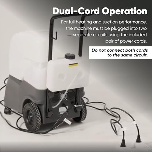 Dapper Commercial Carpet and Upholstery Extractor Cleaning Machine with Steam, Spray-Vacuum, Blower & Mite Remover. — Designed for Deep Cleaning. Dual Separate Circuit Power Cords - size: 3 Gal
