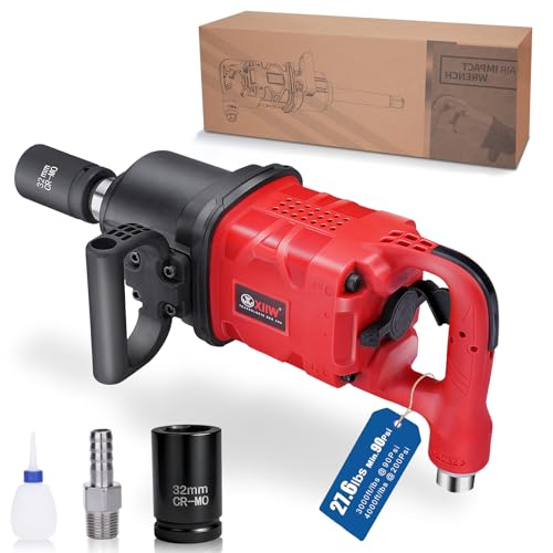 XIIW 1 Inch Air Impact Wrench, Up to 4000 ft-lbs High Reverse Torque | 27.6lbs Lightweight 1'' Impact Gun w/ 2 D Handles 3800RPM Pneumatic Impact Wrench for Heavy Duty Repairs - size: 1 Inch | 4000 ft-lbs