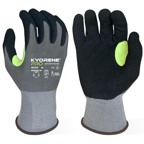 Armor Guys 00-810 Kyorene Pro Graphene Gloves – ANSI A1, Medium, 12 Pairs | 18-gauge Kyorene Pro graphene gloves with touchscreen black nitrile palms for gardening, warehousing and maintenance. - size: Medium (Pack of 12)