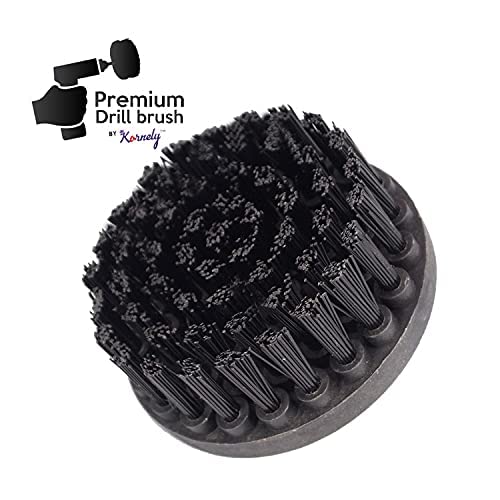 Premium Drill Brush Professional – Ultra-Stiff 4 in Black | Scratch-Free Heavy-Duty Cleaning Brush for Concrete, Brick, Stone, Metal, Masonry, Garage, BBQ Grills, Rust and Construction Tools - color: Black