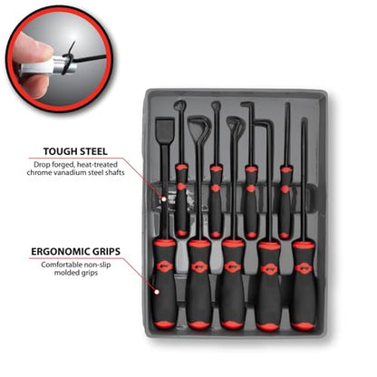 Performance Tool W948 9-Piece Hook/Pick/Scraper Set,Black/Red