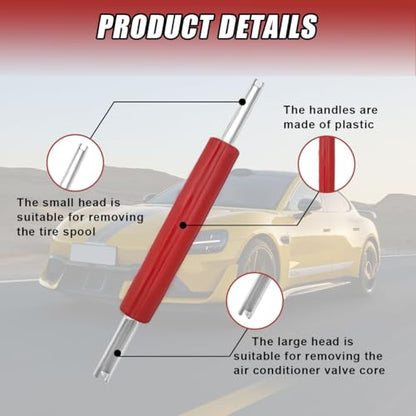 4PCS A/C Valve Core Removal Tool Set, Universal R134A R12 R22 R32 R410A HVAC Air Conditioner Schrader Tire Valve Stem Core Remover Tools, Dual Head Car AC Repair Tool Kit