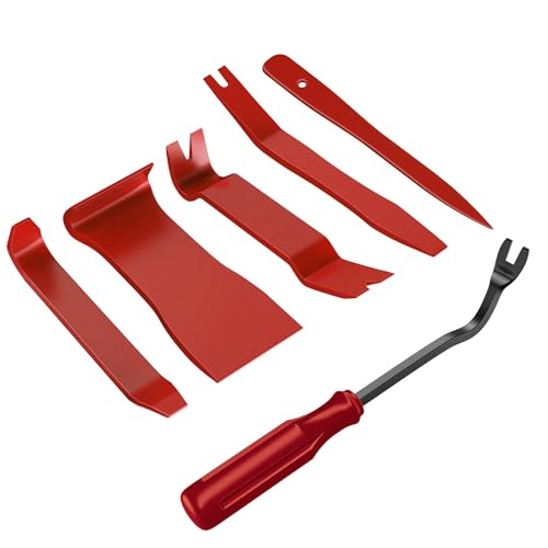 GOOACC 6PCS Auto Trim Removal Tool Kit No-Scratch Pry Tool Kit for Car Audio Dash Door Panel Window Molding Fastener Remover Tool Kit-Red - color: Red, size: 6PCS Trim Removal Tool