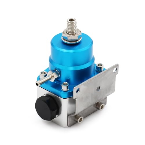 Adjustable Universal EFI Fuel Pressure Regulator Kit with 0-160psi Fuel Pressure Gauge and AN6-6AN Fuel Line Hose Fitting Connectors Kit (BLUE) - color: BLUE