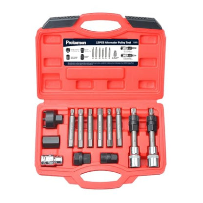 13 Pieces Alternator Pulley Tool Kit; Alternator Pulley Removal Tool for Car Pulley Removal Decoupling Puller
