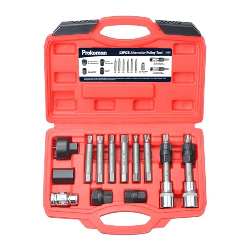 13 Pieces Alternator Pulley Tool Kit; Alternator Pulley Removal Tool for Car Pulley Removal Decoupling Puller