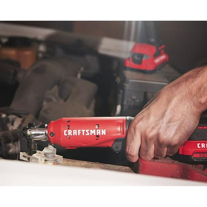 CRAFTSMAN V20 Cordless Ratchet Wrench Kit, 3/8 inch Drive, 300 RPM, up to 35 ft-lbs of Torque, Battery and Charger Included (CMCF930D1)