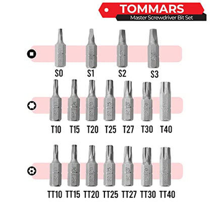 TOMMARS 102-Pc Screwdriver Bit Set, S2 Steel 1/4" Hex Shank Bits Includes Quick Release Bit Holder - style: 102 Pc Screwdriver Bits Set