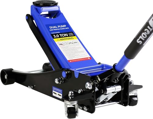 3 Ton Low Profile Floor Jack, Heavy Duty Floor Jack with Dual Pistons Quick Lift Pump, Steel Car Jacks Adjustable Height 3.3"-19.7", Hydraulic Trolley Floor Jacks 3 Ton/6000 LBS Capacity, Blue - color: Blue - 3 Ton(Dual Pump), Lift 3.3"-19.7"